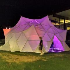 Exterior of in.bloom, an interactive artpiece for the 2019 UQ Bloom Festival. 