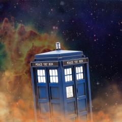 An image of the Doctor Who tardis flying around a galaxy. The image includes the words: 'Just what the Doctor ordered'. 