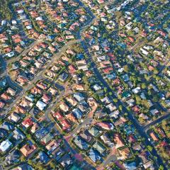 An aerial view of Brisbane's suburbs.