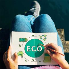 An open diary with eco sketches on the pages