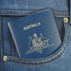 Australian passport in side pocket of jeans