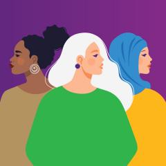An illustration of three women representing International Women's Day