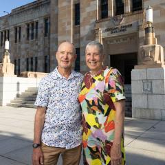 An image of Ian and Maree, who began their love story in the Forgan Smith building.