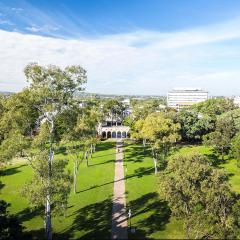An image of the UQ's Great Court taken from the air
