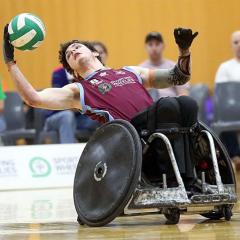 An image of UQ student Conor Tweedy in action for the UQ Wheelchair Rugby Club.