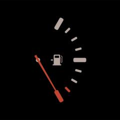 A petrol gauge pointing to empty