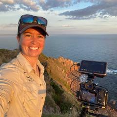 Capturing coastal scenes near the Cape Woolamai Beacon on a hike in Phillip Island Nature Park, Victoria.