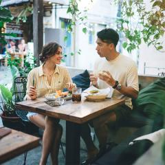 A couple on a dinner date