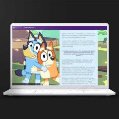An image of a laptop computer showing sections of the article: The rise and rise of Bluey