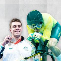 Images of UQ Cycling Club member and Paralympic gold medallist Korey Boddington and UQ Swimming Club and member and bronze and silver medallist Jack Ireland.