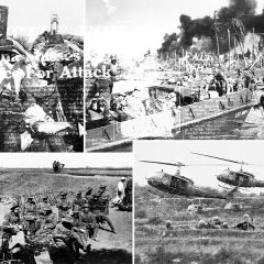 Image shows a collage of Australian troops at war during World War 1, World War 2, Vietnam and modern-day conflicts.