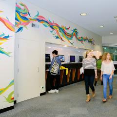 An image of a mural in the Central Library foyer, UQ St Lucia.