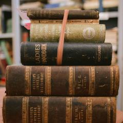 An image of a stack of old books